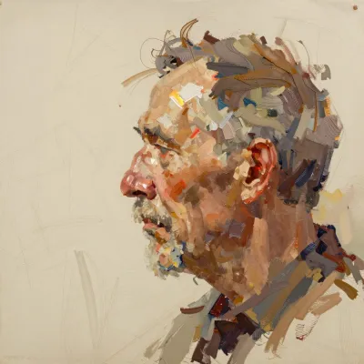 Rough Textured Veteran Profile - Portrait - AI generated image