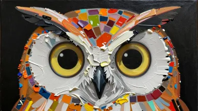 Neon Owl Stare Textured Paint - Art - AI generated image
