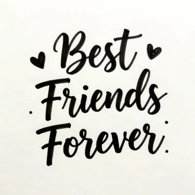 Best Friends Forever Handwritten Hearts - Typography - AI generated image