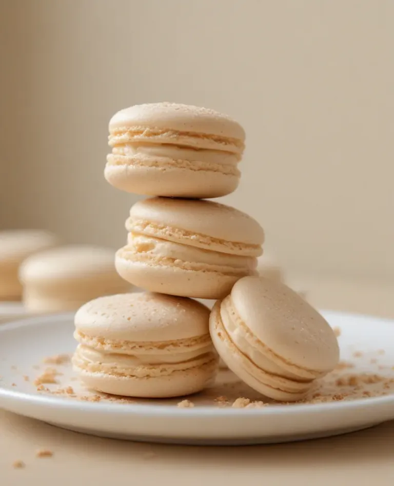 Champagne Macarons Stacked with Sugar Dusting - Food - AI generated image