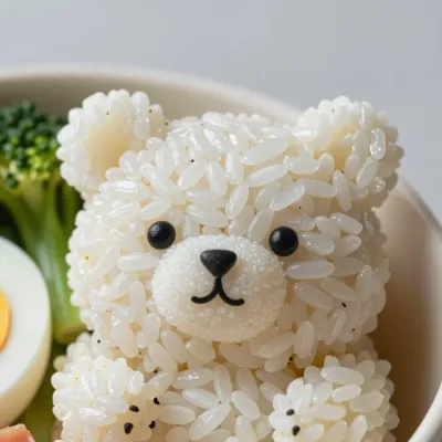 Rice Bear Bento Closeup - Food - AI generated image