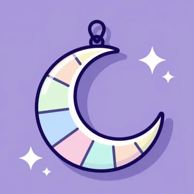 Crescent Moon Charm with Pastel Colors - Jewelry - AI generated image