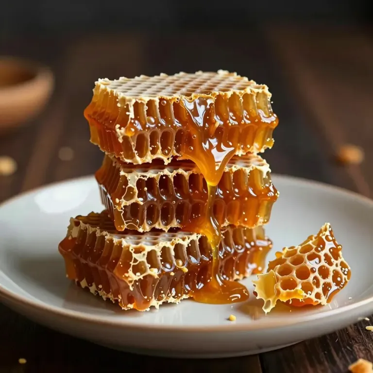 Honeycomb Toffee Shards Stacked with Syrup - Food - AI generated image
