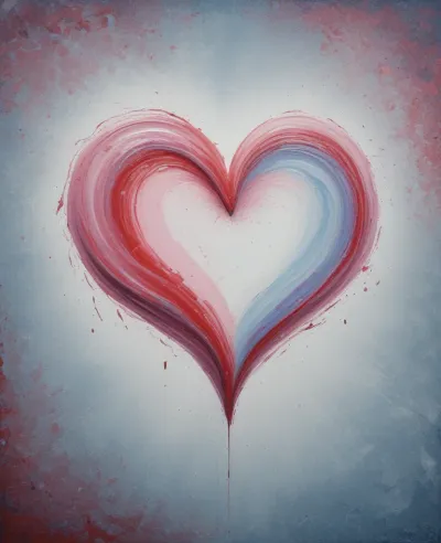 Abstract Heart Painted with Textured Brushstrokes - Abstract - AI generated image
