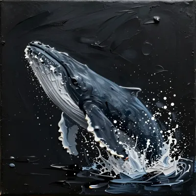 Humpback Whale Breaching with Frothy Spray - Wildlife - AI generated image