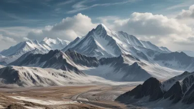 Snow-Capped Peaks in Soft Light - Landscape - AI generated image