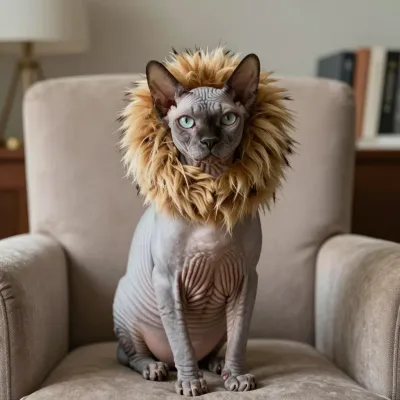 Sphynx Cat with Lion Mane in Soft Light - Animal - AI generated image