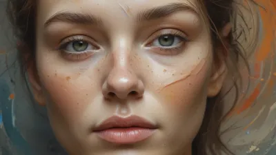 Freckled Face Close-Up Soft Lighting - Portrait - AI generated image