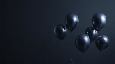 Metallic Balloons Clustered in Deep Sapphire Blue - Event - AI generated image