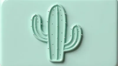 Mint-Green Cactus Pad with Sharp Spines - Objects - AI generated image