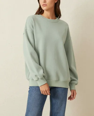 Model in Sage Green Sweatshirt and Blue Jeans - Fashion - AI generated image