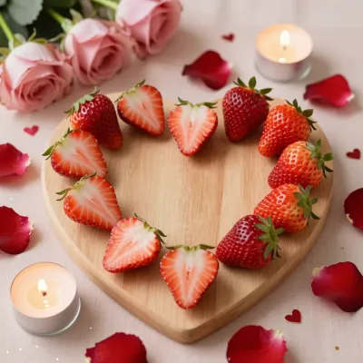 Strawberry Heart Platter with Roses - Food - AI generated image