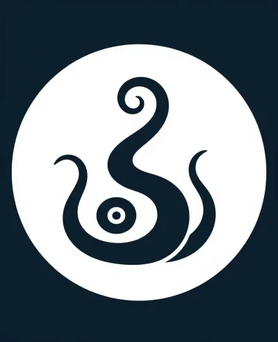 Stylized Tentacle Swirling in Dark Blue - Abstract - AI generated image