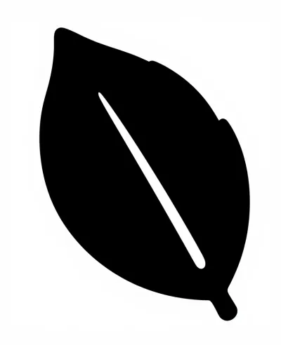 Glossy Black Leaf Silhouette with Visible Veins - Nature - AI generated image