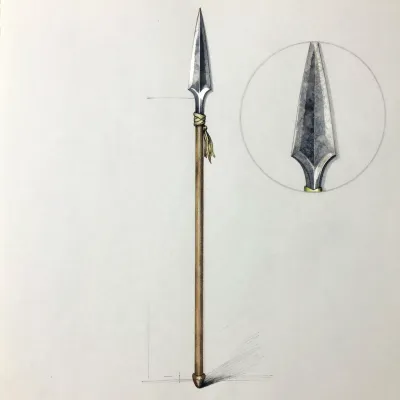 Crescent Spearhead with Wooden Shaft - Weapon - AI generated image