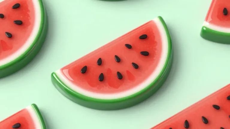 Glossy Watermelon Slices on Mint Green Background - Food - AI generated image