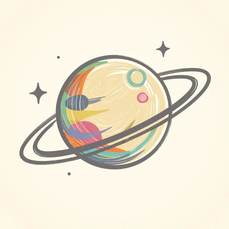 Painted Planet with Ring System - Space - AI generated image
