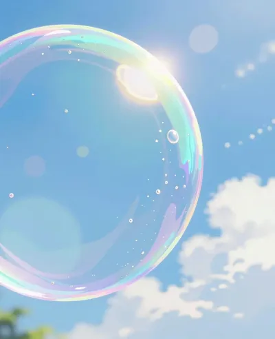 Crystal-clear Soap Bubble Floating in Sky - Background - AI generated image