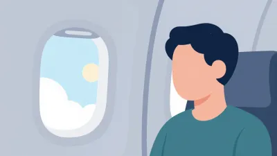 Passenger Looking Out Airplane Window - Travel - AI generated image
