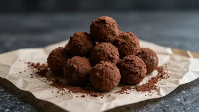 Chocolate Truffles Piled with Cocoa Powder - Food - AI generated image