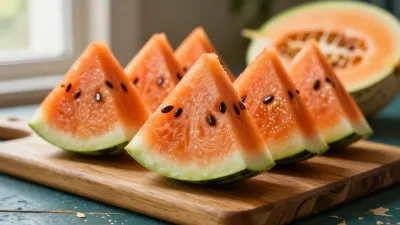 Watermelon Wedges Pyramid Arrangement - Food - AI generated image