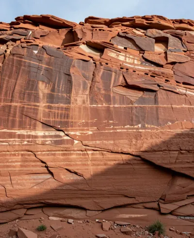 Canyon Wall Strata Textured by Sunlight - Geology - AI generated image