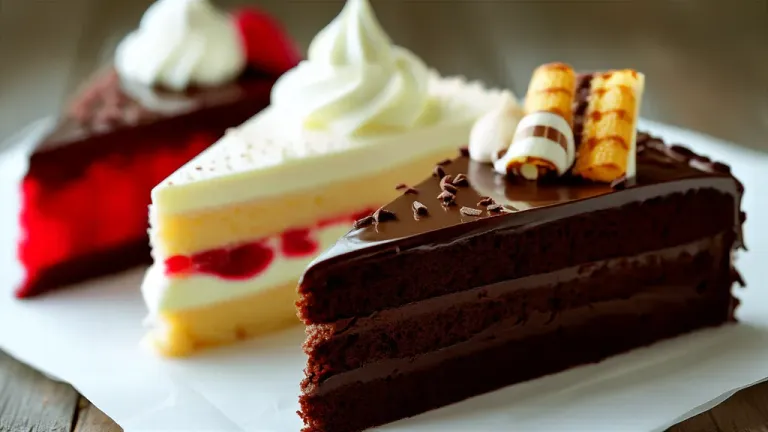 Assorted Cake Slices with Glossy Chocolate Ganache - Food - AI generated image