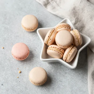 Star-Bowl Macarons Softly Lit - Food - AI generated image