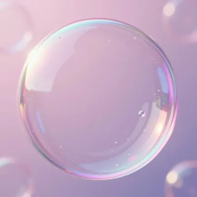 Iridescent Bubble Close-Up Dreamy Background - Bubbles - AI generated image
