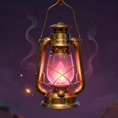 Vintage Brass Lantern with Flickering Flame - Lantern - AI generated image