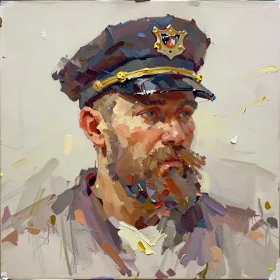 Weathered Harbor Captain in Impasto - Portrait - AI generated image