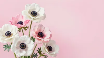 Anemone Cluster Soft Pastel Background - Flowers - AI generated image