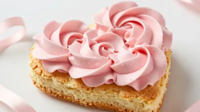 Light Pink Frosted Cake with Airy Sponge Base - Food - AI generated image