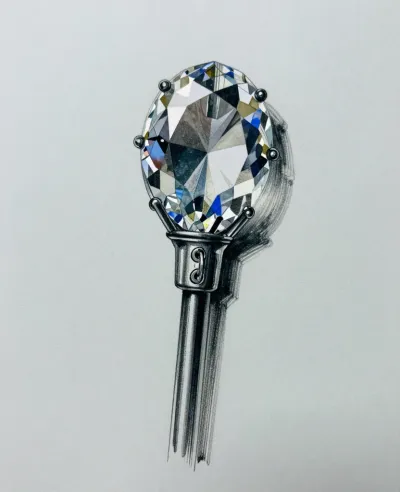 Crystal Staff Head Gleaming with Highlights - Jewelry - AI generated image