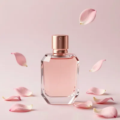 Crystal Perfume Bottle with Rose Gold Cap - Beauty - AI generated image