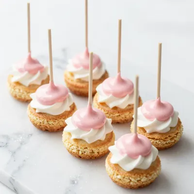 Mini Cheesecakes with Pink and White Frosting - Food - AI generated image