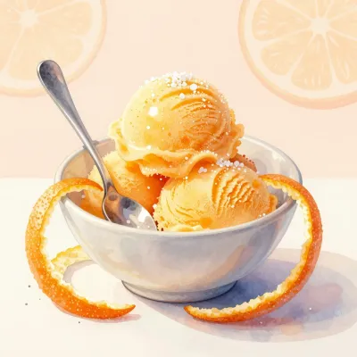 Golden Sorbet Bowl with Sugar Dusting - Food - AI generated image