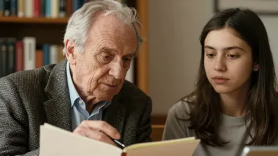 Elderly Man Writing Notebook Quiet Advice - Education - AI generated image