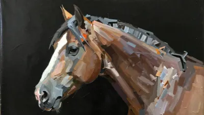 Impasto Horse Profile with Warm Light - Art - AI generated image