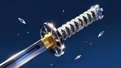 Crystal Katana Hilt Reflecting Celestial Light - Weapon - AI generated image
