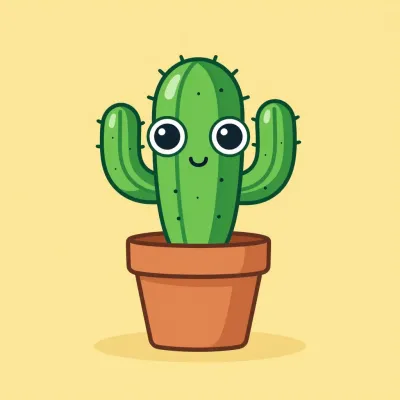 Anthropomorphic Cactus Smiling in Pot - Illustration - AI generated image