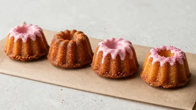 Mini Bundt Cakes with Pink Icing - Food - AI generated image