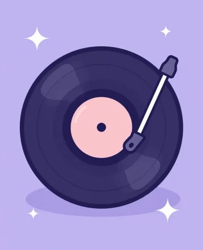 Spinning Vinyl Record on Purple Gradient - Music - AI generated image