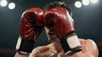 Boxer Sparring with Red Gloves - Sports - AI generated image