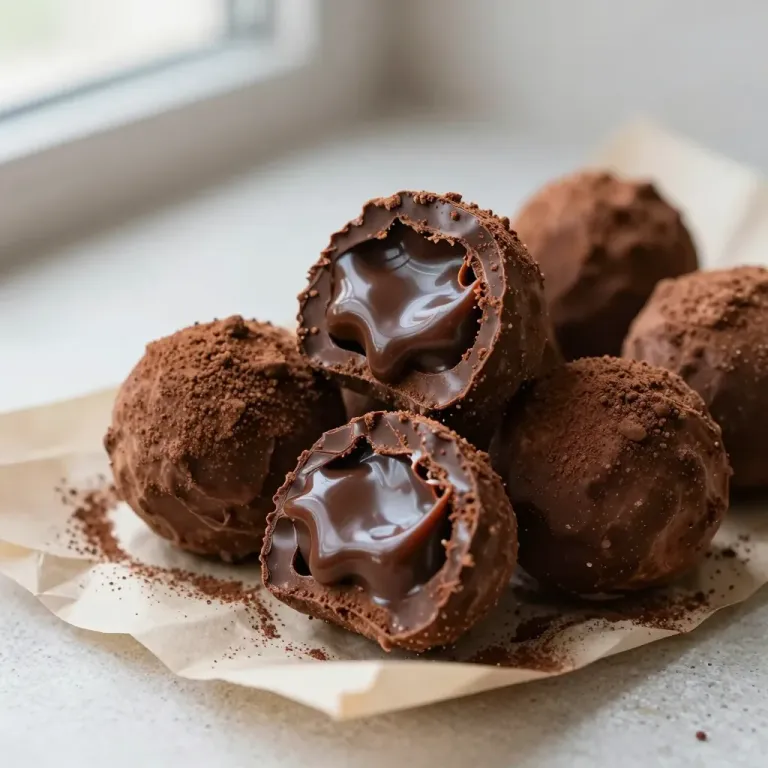 Chocolate Truffles Stack with Glossy Shells - Food - AI generated image