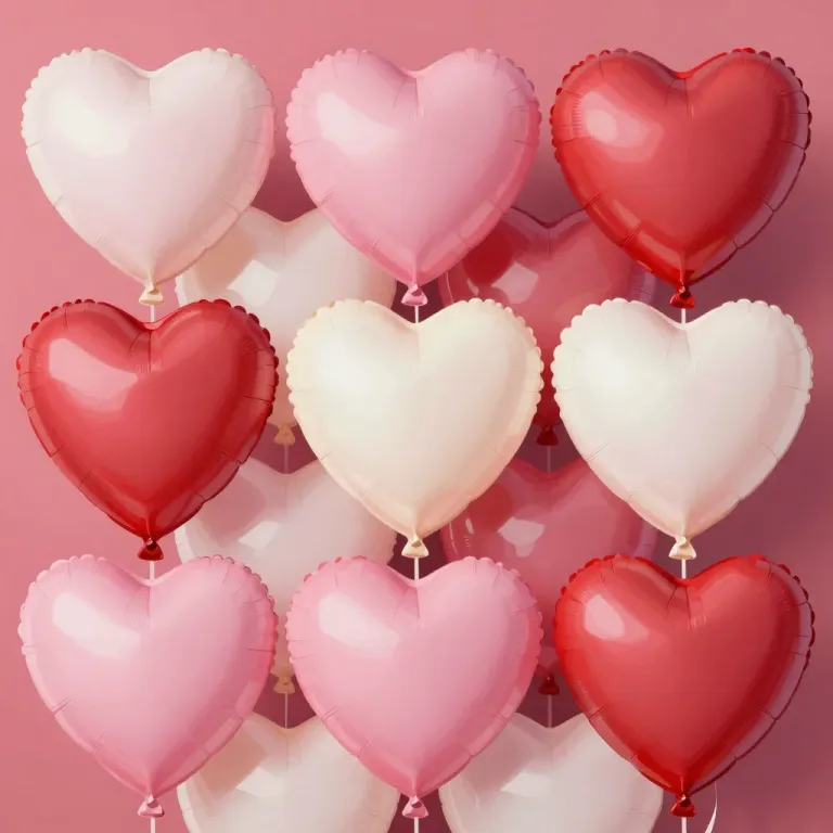 Heart-Shaped Balloons Clustered in Soft Pink Background - Decor - AI generated image