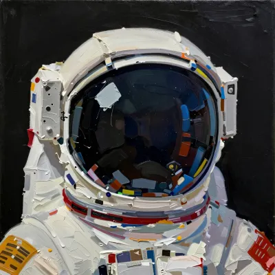 Astronaut Helmet Reflection in Space - Astronaut - AI generated image
