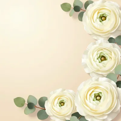 Buttercream Ranunculus Cascading Frame - Flowers - AI generated image