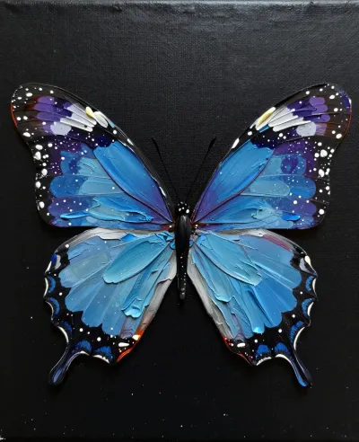 Prismatic Butterfly Spread Wide on Black - Butterfly - AI generated image