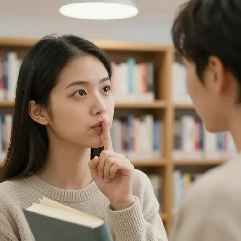 Young Woman Quietly Holding Book in Library - People - AI generated image